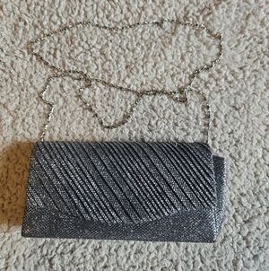 Silver Glitter Chain-Clutch Evening Bag